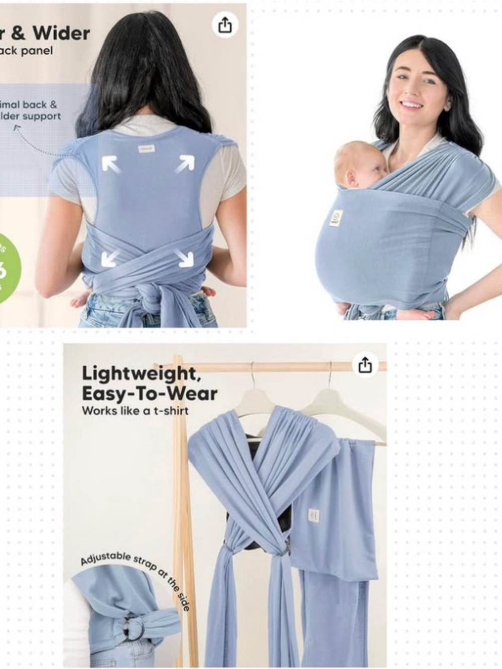 KeaBabies babywearing wrap carrier light blue nwt in box